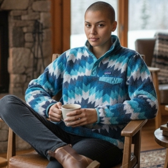 Patagonia Synchilla Snap-T Fleece Pullover XL Teal Geo Pattern F257 - Picture 7 of 11